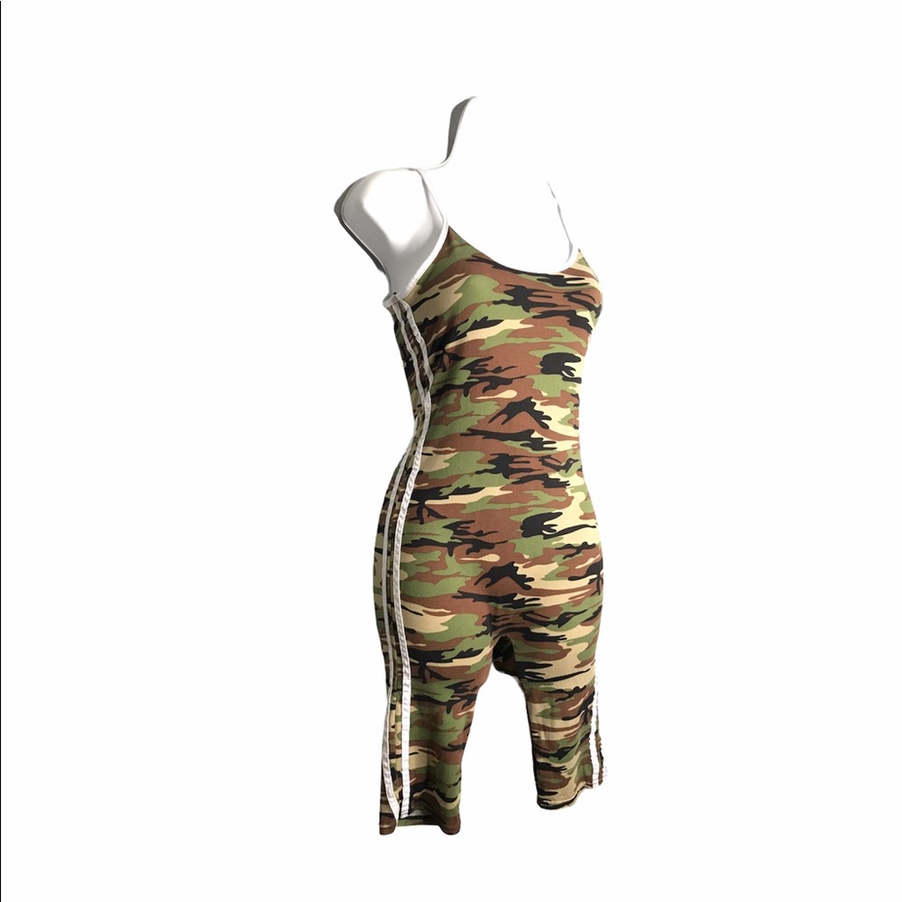 Spark | Camo Side Stripe Romper w Spaghetti Straps •